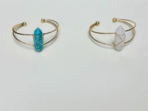 Golden Wire Bracelets with Crystal